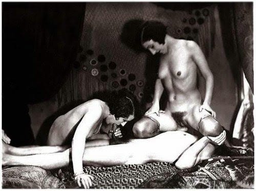 black and white retro porn threesome